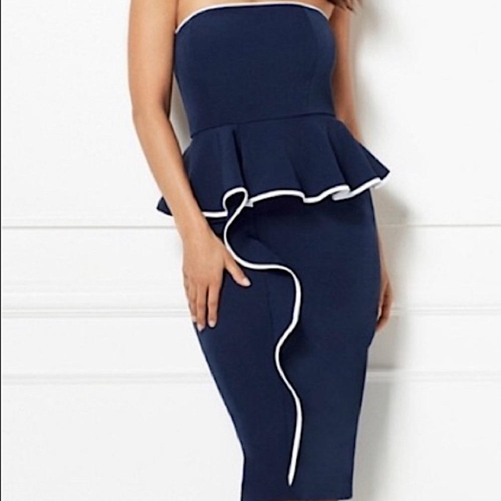 NEW WITH TAGS Eva Mendes for NYCo peplum navy dress